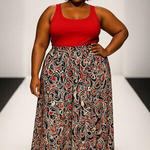 Plus size Maxi Skirt with Pockets All Over Print